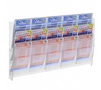 DesignPlex Espositore porta schedine e gratta e vinci da parete in plexiglass trasparente a 15 tasche Misure: 55 x 9 x H35 cm