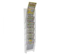 DesignPlex Espositore Porta schedine e gratta e Vinci da Parete in plexiglass Trasparente a 6 Tasche - Misure: 11 x 9 x H55 cm