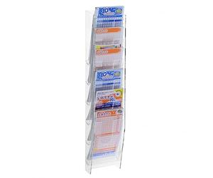 DesignPlex Espositore porta schedine e gratta e vinci da parete in plexiglass trasparente a 6 tasche Misure: 11 x 9 x H55 cm