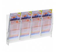 DesignPlex Espositore porta schedine e gratta e vinci da parete in plexiglass trasparente a 8 tasche Misure: 44 x 9 x H28 cm