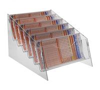 DesignPlex Espositore schedine da banco in plexiglass Trasparente a 6 Tasche - Misure: 24 x 26x H18 cm