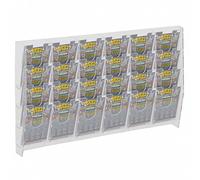 DesignPlex Espositore schedine e gratta e Vinci da Parete in plexiglass Trasparente a 24 Tasche Misure: 66 x 9 x H42 cm
