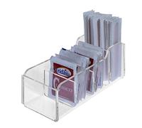 DesignPlex Porta bustine Zucchero e Palette in plexiglass Trasparente a 4 postazioni - Misure: 16.5 x 7 x H6 cm