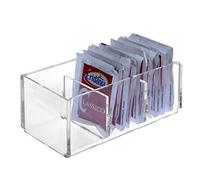 DesignPlex Porta bustine zucchero in plexiglass trasparente a 3 postazioni - Misure: 12.5 x 6 x H5 cm