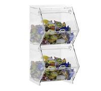 DesignPlex Porta caramelle confezionate da banco o da parete in plexiglass trasparente a 2 scomparti CON sportello a scomparsa - Misure totali: L 13 x P 18 x H 30.5 cm