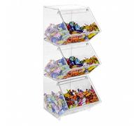 DesignPlex Porta caramelle confezionate in plexiglass trasparente CON sportelli a 3 scomparti orizzontali Misure: 16x25x H50 cm