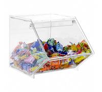 DesignPlex Porta caramelle confezionate in plexiglass trasparente CON sportello a 1 scomparto orizzontale Misure: 16x25x H17.5 cm