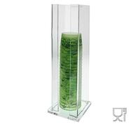 DesignPlex Porta coppette in plexiglass trasparente ad una colonna - Misure scomparto: 10x10 cm. - Misure esterne: 10.5 x 10.5 x H36 cm