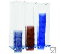 DesignPlex Porta coppette in plexiglass Trasparente da Parete a 3 colonne - Misure Esterne:33 x 11 x H36 cm