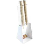 DesignPlex Portaconi Gelato da banco a 2 colonne in plexiglass Bianco con Porta cucchiaini - Misure totali: 25 x 26 x H81