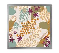 DesignQ Arte da parete moderna incorniciata sagome di fiori e forme fluide