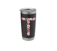 Designsanddesigns - Lettera T con monogramma floreale Bicchiere termico in acciaio inox doppia parete