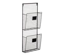 Designstyles Two Tier Wall File Holder - Durable Black Metal Rack with Spacious Slots for Easy Organization Mounts on Wall and Door for Off