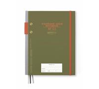 Designworks Ink Standard Issue - Agenda n. 3, con 192 pagine a righe, chiusura elastica, portapenne e 3 segnalibri, per lavoro, scrittura, diario, 17 x 21,6 cm, colore: verde militare e peperoncino