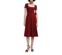 Desigual Abito da Donna a Maniche Corte, Colore: Rosso, M