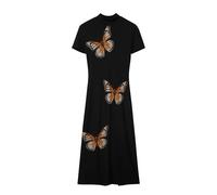 Desigual Abito da Donna a Maniche Corte NAN, Nero, XL