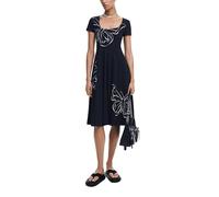 Desigual Abito da Donna a Maniche Corte, Nero, S