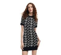 Desigual Abito da Donna a Maniche Corte, Nero, XS