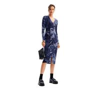 Desigual Abito da Donna A Maniche Lunghe Vestito, Blu, S