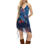 Desigual Abito da Donna con Spalline della Collezione Blu, S