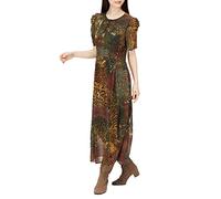 Desigual Abito in Tessuto Manica Corta Vestito, Verde, S Donna