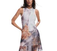 Desigual Abito Floreale Asimmetrico Donna, Nero, XS
