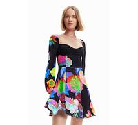 Desigual Abito grembiule a maniche lunghe fluttuante floreale rosa 23SWVW17
