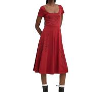 Desigual Abito Midi Donna Farfalla, Rosso, XS