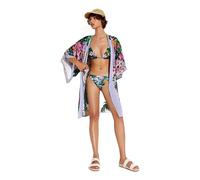 Desigual Amelia Top 22SWMW13 SS22 - Camicia da spiaggia con stampa pappagallo tropicale, Blu, 44