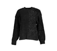 Desigual Black Cotton Women Sweater with Turtleneck - XL