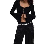 Desigual Black T-Shirt, Nero/Bianco, L Donna