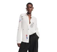 Desigual Blouse - Maglietta da Donna a Maniche Lunghe, Bianco, L
