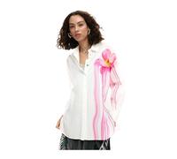 Desigual, ,Blouses & Shirts ,Donna ,Bianco ,S Camicia di cotone a maniche lunghe con bottoni e stampa floreale