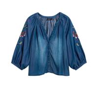 Desigual - Camicia di jeans con scollo a V - - Blouses & Shirts - Donna - Blu - M