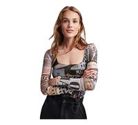 Desigual Body_Any News T-Shirt, Black, L da Donna