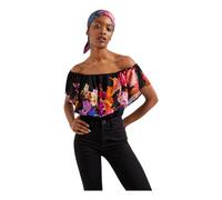 Desigual Body_Flower T-Shirt, Black, L da Donna