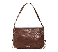 Desigual - Borsa Hobo in Pelle con Paisley Goffrato - - Bags - Donna - Marrone - ONE SIZE