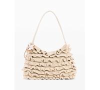 Desigual - Borsa grande all'uncinetto beige con fiore-Neutro One Size