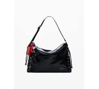 Desigual - Borsa grande intrecciata nera lucida-Nero One Size