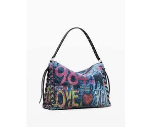 Desigual - Borsa grande nera con graffiti-Multi One Size