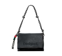 Desigual - Borsa media nera con ciondoli e logo-Nero One Size