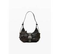 Desigual - Borsa piccola marrone con applicazioni floreali One Size