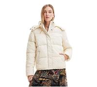 Desigual Calgary Woman Woven Padded Short Overcoat, Bianco, XL Donna
