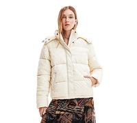 Desigual Calgary Woman Woven Padded Short Overcoat, Bianco, XS Donna