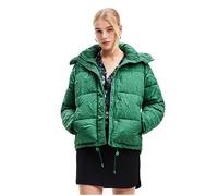Desigual Calgary Woman Woven Padded Short Overcoat, Verde, L Donna