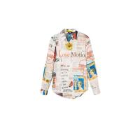 Desigual Cam_Newspaper 1000 Maglietta, Bianco, XS Donna