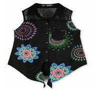 Desigual Camicetta Top Nera Begona Floreale Vp3 Taglia S EU 38