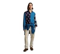 Desigual - Camicia blu con toppe stampate L