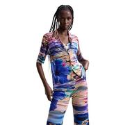 Desigual Camicia Manica Corta Collezione Donna, Blu, S