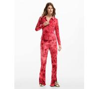 Desigual - Camicia rosa floccata con bottoni-Rosso L
